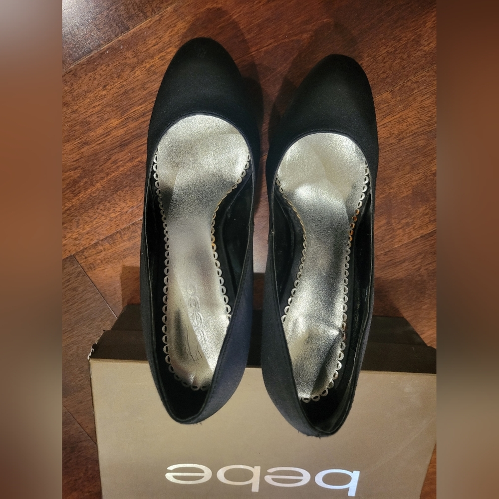 Bebe Tristan Black Satin Heel - Picture 4 of 13